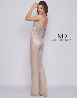 Style 4742R Mac Duggal Nude Size 8 Speakeasy Sequined Jumpsuit Dress on Queenly