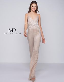 Style 4742R Mac Duggal Nude Size 8 Sequined Floor Length Homecoming Jumpsuit Dress on Queenly