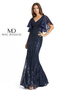 Style 20103D Mac Duggal Blue Size 18 Plus Size Tall Height Straight Dress on Queenly