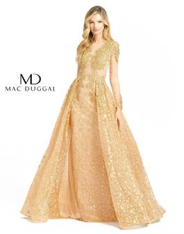 Style 20100D Mac Duggal Gold Size 16 Embroidery Prom Overskirt Ball gown on Queenly