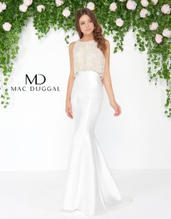 Style 20057D Mac Duggal White Size 2 Tall Height Prom Fitted Mermaid Dress on Queenly