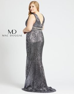 Style 77558F Mac Duggal Silver Size 16 Train Plus Size Tall Height Mermaid Dress on Queenly