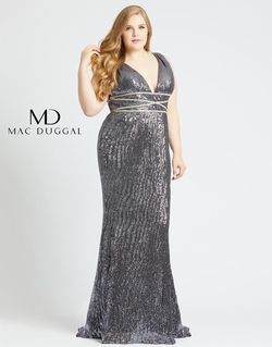 Style 77558F Mac Duggal Silver Size 16 Train Plus Size Tall Height Mermaid Dress on Queenly