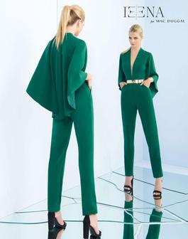 Style 25240i Mac Duggal Green Size 8 Emerald Tall Height Jumpsuit Dress on Queenly