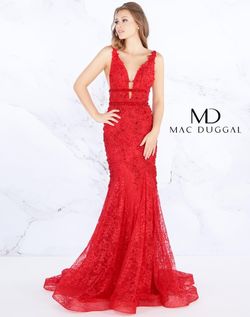 Style 66707M Mac Duggal Red Size 6 Tall Height Mermaid Dress on Queenly