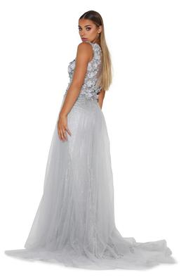 Style Berta_Gown Portia and Scarlett Silver Size 2 Tall Height Side slit Dress on Queenly
