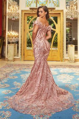 Style PS22227 Portia and Scarlett Rose Gold Size 12 Tall Height Mermaid Dress on Queenly
