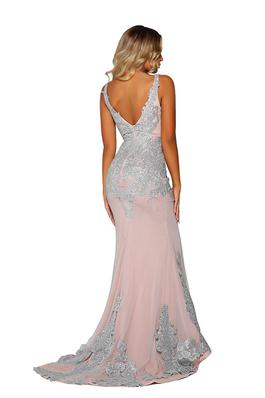 Style PS6071 Portia and Scarlett Silver Size 0 Tall Height Side slit Dress on Queenly