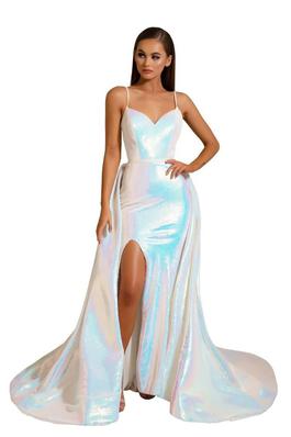 Style PS6521 Portia and Scarlett Multicolor Size 2 Spaghetti Strap Ombre Side slit Dress on Queenly