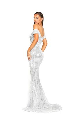 Style PS2035 Portia and Scarlett Silver Size 6 Tall Height Sequin Mermaid Dress on Queenly