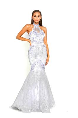 Style PS2067 Portia and Scarlett Silver Size 6 Multicolor Sequin Halter Mermaid Dress on Queenly