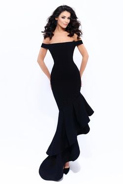 Style 93311 Tarik Ediz Black Size 6 Tall Height Side Slit Sorority Formal Mermaid Dress on Queenly