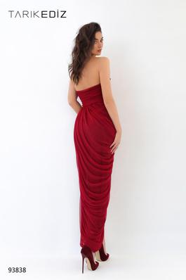 Style 93838 Tarik Ediz Red Size 10 Sorority Formal Wedding Guest Side slit Dress on Queenly
