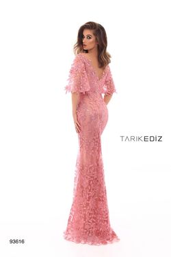Style 93616 Tarik Ediz Hot Pink Size 8 Lace Prom Floor Length Mermaid Dress on Queenly