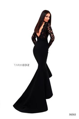 Style 50303 Tarik Ediz Black Size 6 Tall Height Mermaid Dress on Queenly