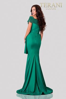 Style 2111M5255 Terani Couture Green Size 10 Tall Height Mermaid Dress on Queenly