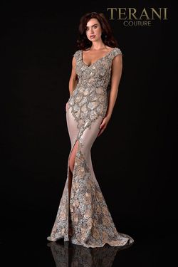 Style 2111M5302 Terani Couture Nude Size 10 Fully-beaded Mermaid Dress on Queenly