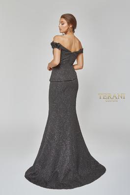 Style 1921E0146 Terani Couture Silver Size 12 Tall Height Side slit Dress on Queenly