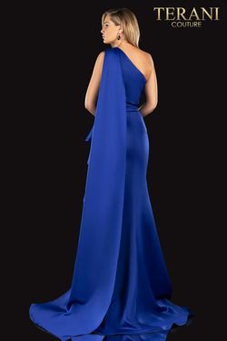Style 2021E2839 Terani Couture Blue Size 14 Tall Height Side slit Dress on Queenly