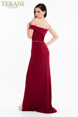 Style 1821E7101 Terani Couture Red Size 10 Tall Height Side slit Dress on Queenly