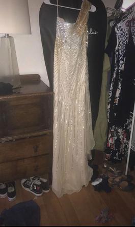 Terani Couture Gold Size 6 Tall Height A-line Dress on Queenly