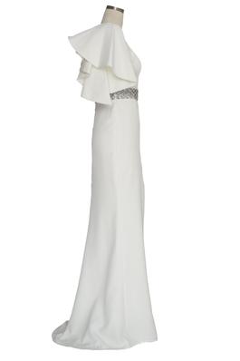 Style 49572 Mac Duggal  White Size 2 Belt Jewelled Side slit Dress on Queenly