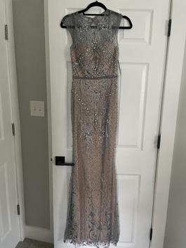 Clarisse Silver Size 4 Prom Straight Dress on Queenly