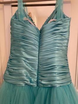 Sherri Hill Blue Size 4 Tulle Jewelled Fun Fashion Plunge Ball gown on Queenly