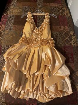 Lenovos Orange Size 14 Floor Length Ball gown on Queenly
