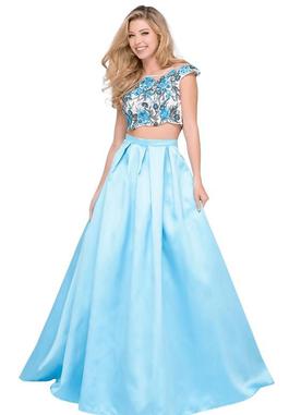 Style 48713 Jovani Blue Size 8 A-line Ball gown on Queenly