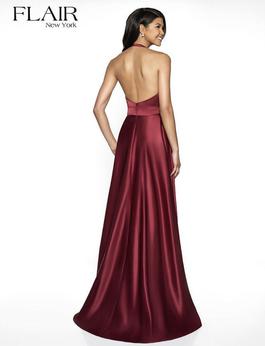 Style 19065R Flair New York Red Size 6 A-line Backless Halter Side slit Dress on Queenly