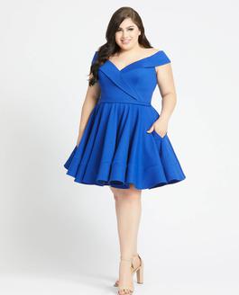 Style 48887 Mac Duggal Blue Size 22 Plus Size Flare Cocktail Dress on Queenly