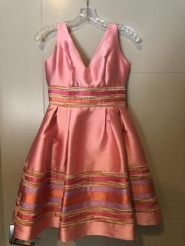 Mac Duggal Pink Size 2 Coral Multicolor Cocktail Dress on Queenly