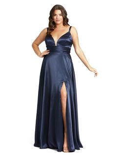Style 49044 Mac Duggal Blue Size 18 Side Slit Tall Height A-line Dress on Queenly