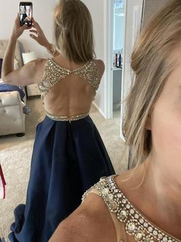 Jovani Blue Size 4 Pageant Beaded Top Ball gown on Queenly