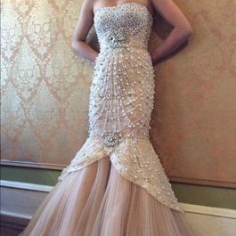 Sherri Hill Nude Size 2 Polyester Short Height Sequin Mermaid Dress on Queenly