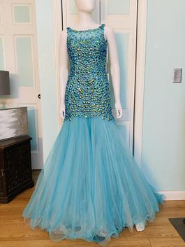 Sherri Hill Blue Size 6 Turquoise Mermaid Dress on Queenly