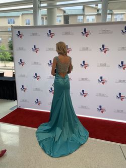 Sherri Hill Blue Size 2 Jersey Straight Dress on Queenly