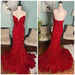 Portia & Scarlett Red Size 8 Strapless Sequin Mermaid Dress on Queenly