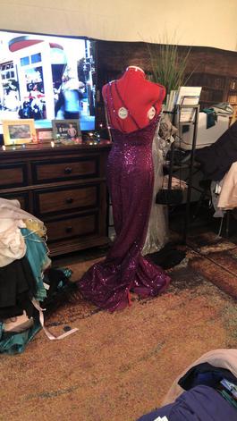Maggie Sottero Purple Size 12 Vintage Jewelled Magenta Side slit Dress on Queenly