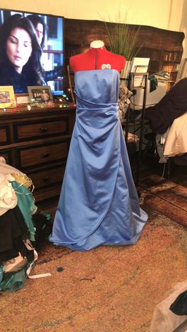 Davids bridal Blue Size 14 Strapless Plus Size Ball gown on Queenly