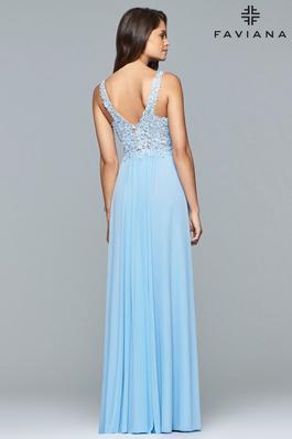 Faviana Blue Size 6 Tulle A-line Dress on Queenly