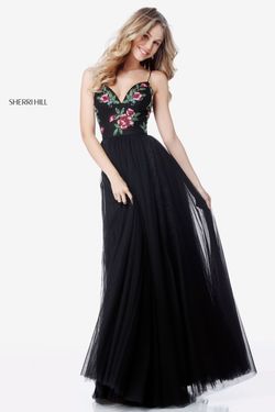 Sherri Hill Black Size 0 Lace Spaghetti Strap A-line Dress on Queenly