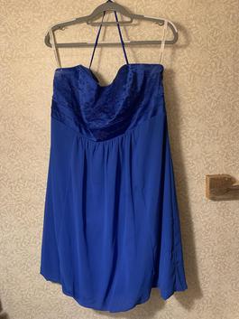David's Bridal Blue Size 18 Black Tie A-line Dress on Queenly