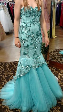 Sherri Hill Blue Size 2 Prom Pattern Pageant Mermaid Dress on Queenly