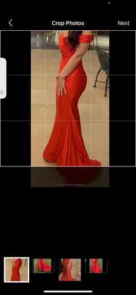 Jessica Angel Red Size 2 Floor Length Train Short Height Mermaid Dress on Queenly