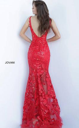 Jovani Red Size 10 Prom Sheer Pattern Pageant A-line Dress on Queenly