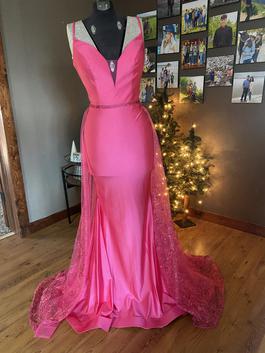 Ellie Wilde Hot Pink Size 2 Spaghetti Strap Prom Mermaid Dress on Queenly