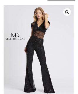 Mac Duggal Black Size 10 Floor Length Sequin Jumpsuit Dress on Queenly