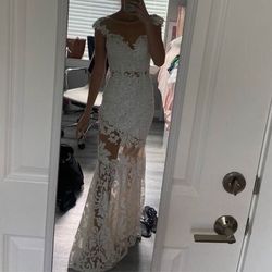 Jovani White Size 00 Sheer Prom Floor Length Mermaid Dress on Queenly